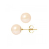 Boucles d'Oreilles Femme Puces Perles de Culture d'eau douce Roses et or jaune 375/1000 - vue V1