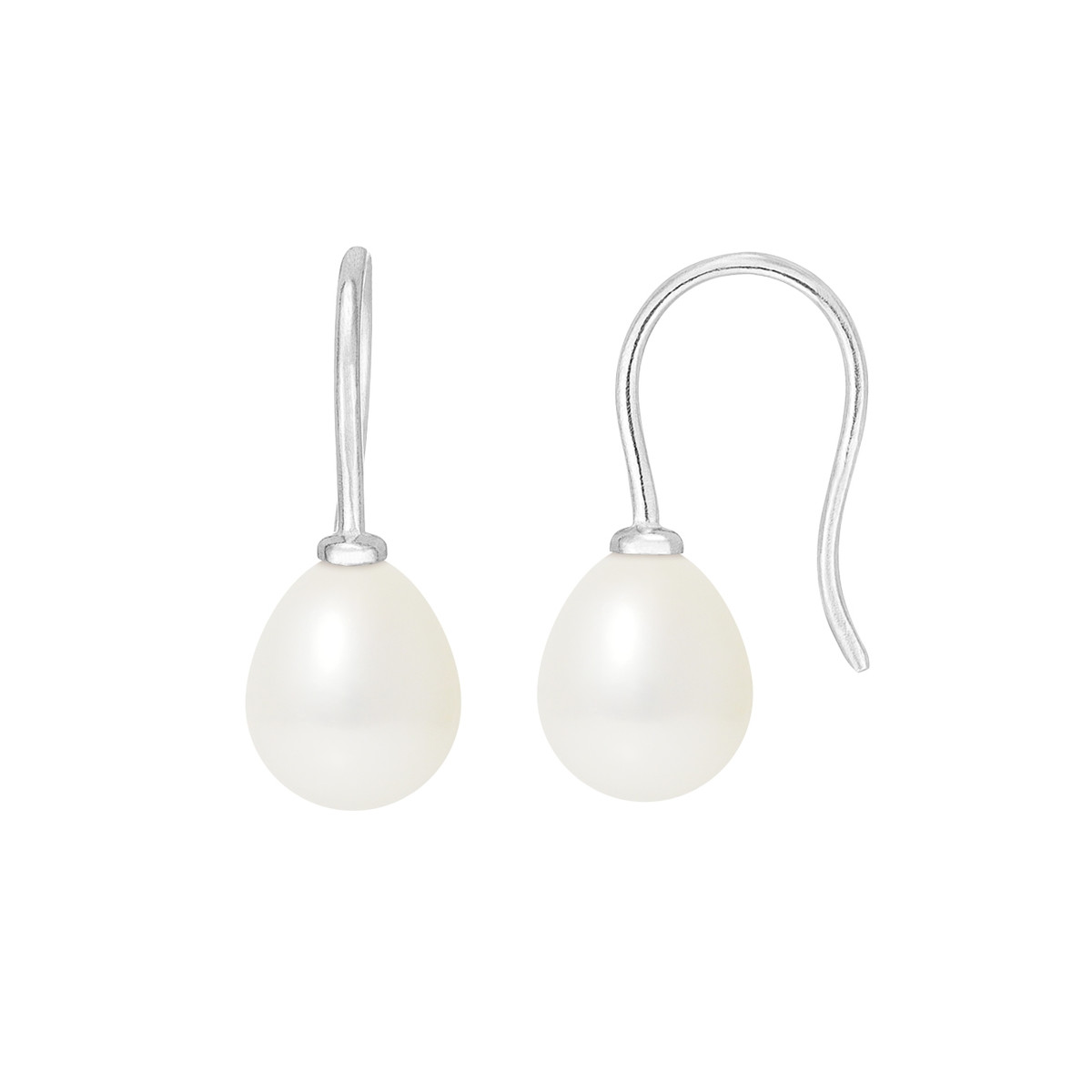 Boucles d'Oreilles à crochets Perles de Culture Blanches et or Blanc 375/1000