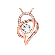 Pendentif Femme Je T'aime à la Folie orné de cristal de Swarovski et Argent 925 Plaqué Or Rose