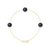 Bracelet Femme 3 Perles de culture d'eau douce Noires AA et Or jaune 750/1000 - vue V1