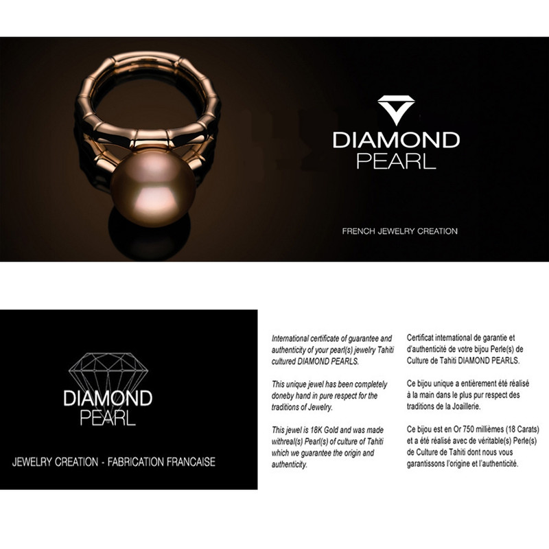 Bracelet Femme 3 Perles de culture d'eau douce Noires AA et Or Blanc 750/1000 - vue 4