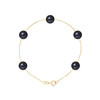 Bracelet Femme 5 Perles de culture d'eau douce Noires AA et Or jaune 750/1000 - vue V1