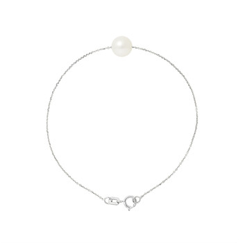 Bracelet Femme Perle de culture d'eau douce Blanche AA et Or Blanc 750/1000
