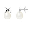 Boucles d'Oreilles Femme Perles de Culture Blanches et or blanc 750/1000 - vue V1