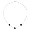 Collier Ras du Cou Femme Chaine Forcat Or Blanc 750/1000 et 3 Perles de Culture Noires - vue V1