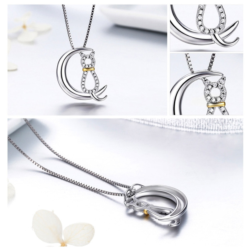 Parure Bijoux Femme ou Enfant Chat Argent Fin Swarovski Zirconia