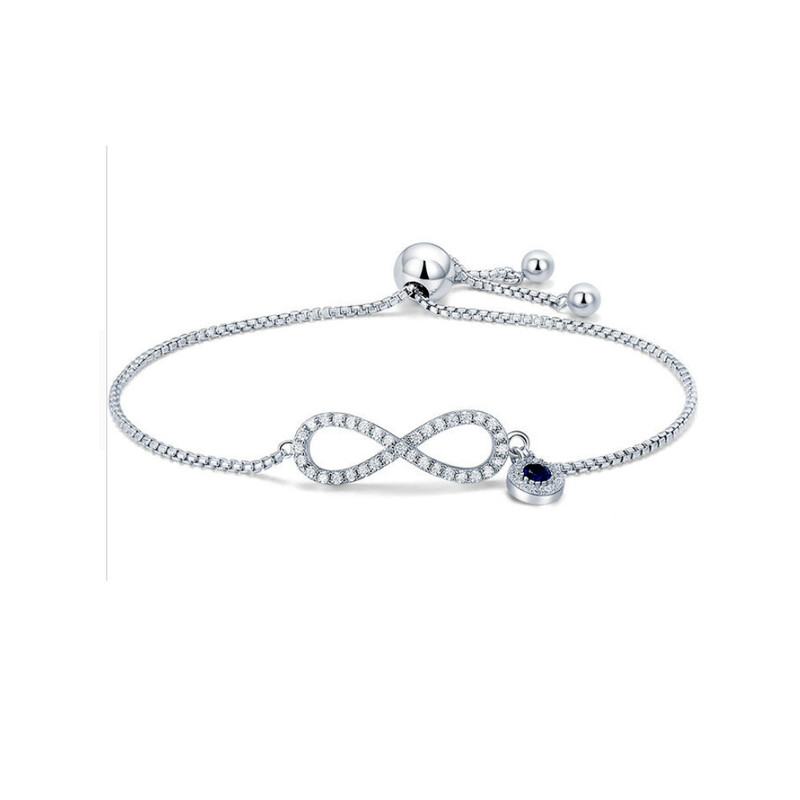 Bracelet Femme Infini orné de Cristal de Swarovski Blanc et et Argent 925/1000