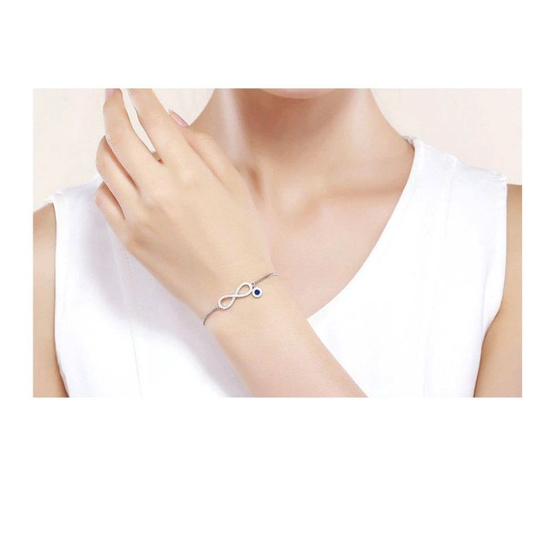 Bracelet Femme Infini orné de Cristal de Swarovski Blanc et et Argent 925/1000 - vue 3