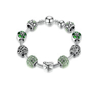 Bracelet Femme Charm's Coeur orné de cristal de Swarovski Vert et plaqué Argent