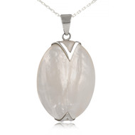 Collier pendentif nacre serti argent 925
