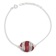 Bracelet corail rouge et dentelles d'argent 925-Millième rhodié