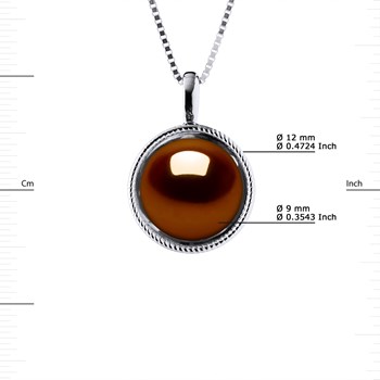 Ketting AURA Zoetwaterparel 9-10 mm Chocolade Zilver 925