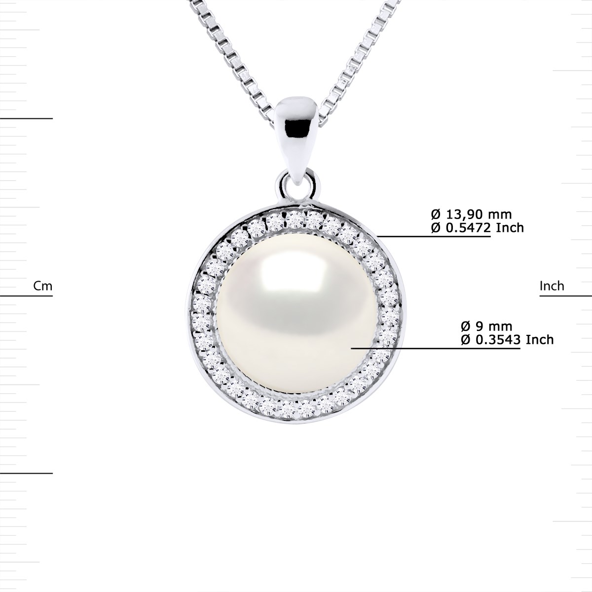 Collier SUN Perle d'Eau Douce 9-10 mm Blanche Argent 925 - vue 3