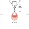 Collier GOUTTE Perle d'Eau Douce 9-10 mm Rose Joaillerie Argent 925 - vue V3
