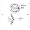 Clous d'Oreilles FLEUR Perles d'Eau Douce Boutons 8-9 mm Blanches Argent 925 - vue V3