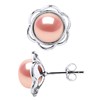 Clous d'Oreilles FLEUR Perles d'Eau Douce Boutons 8-9 mm Roses Argent 925 - vue V1