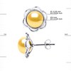 Clous d'Oreilles FLEUR Perles d'Eau Douce Boutons 8-9 mm Dorées Argent 925 - vue V3