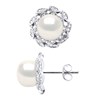 Clous d'Oreilles FLEUR Perles d'Eau Douce Boutons 8-9 mm Blanches Joaillerie Argent 925 - vue V1