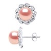 Clous d'Oreilles FLEUR Perles d'Eau Douce Boutons 8-9 mm Roses Joaillerie Argent 925 - vue V1