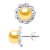 Clous d'Oreilles FLEUR Perles d'Eau Douce Boutons 8-9 mm Dorées Joaillerie Argent 925 - vue V1