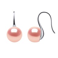 Boucles d'Oreilles  - Véritables Perles de Culture d'Eau Douce Bouton 8-9 mm - Système CROCHET