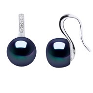 Boucles d'Oreilles - Joaillerie Argent - Véritables Perles de Culture d'Eau Douce Boutons 9-10 mm