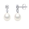Pendants d'Oreilles Joaillerie Perles d'Eau Douce Poires 7-8 mm Blanches Argent 925 - vue V1