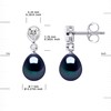 Pendants d'Oreilles Joaillerie Perles d'Eau Douce Poires 7-8 mm Noires Argent 925 - vue V3