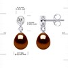 Pendants d'Oreilles Joaillerie Perles d'Eau Douce Poires 7-8 mm Chocolat Argent 925 - vue V3