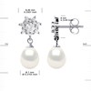 Boucles d'Oreilles Pendantes Perles d'Eau Douce Poires 7-8 mm Blanches Joaillerie Argent 925 - vue V3