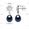 Boucles d'Oreilles Pendantes Perles d'Eau Douce Poires 7-8 mm Noires Joaillerie Argent 925 - vue V3