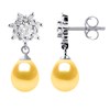 Boucles d'Oreilles Pendantes Perles d'Eau Douce Poires 7-8 mm Dorées Joaillerie Argent 925 - vue V1