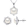 Parure Collier & Boucles d'Oreilles PETALES Perles d'Eau Douce 8-9 mm Blanches Argent 925 - vue V1