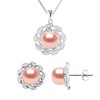 Parure Collier & Boucles d'Oreilles FLEUR Perles d'Eau Douce 9-10 mm Rose Naturel Argent 925 - vue V1