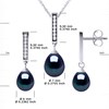 Parure MONTAIGNE Collier & Boucles d'Oreilles Pendantes Perles d'Eau Douce Noires Argent 925 - vue V3
