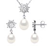 Parure BIARRITZ Collier & Boucles d'Oreilles Pendantes Perles d'Eau Douce Blanches Argent 925 - vue V1