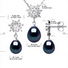 Parure BIARRITZ Collier & Boucles d'Oreilles Pendantes Perles d'Eau Douce Noires Argent 925 - vue V3