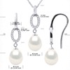 Parure NORMANDY Collier & Boucles d'Oreilles Pendantes Perles d'Eau Douce Blanches Argent 925 - vue V3