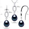 Parure NORMANDY Collier & Boucles d'Oreilles Pendantes Perles d'Eau Douce Noires Argent 925 - vue V3