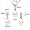 Parure CABOURG Collier & Boucles d'Oreilles Pendantes Perles d'Eau Douce Blanches Argent 925 - vue V3