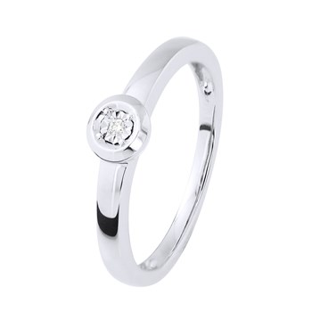 Bague Solitaire Diamant 0,010 Cts Illusion 0,50 Cts Or Blanc