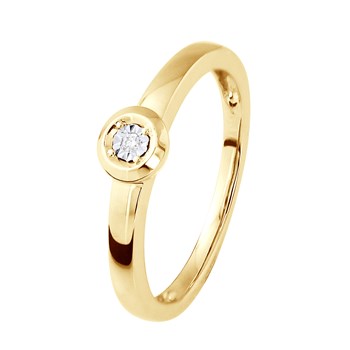 Bague Solitaire Diamant 0,010 Cts Illusion 0,50 Cts Or Jaune