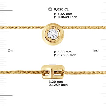 Solitaire Diamanten Ketting 0,020 Cts Zetting Illusie 0,50 Cts Geel Goud