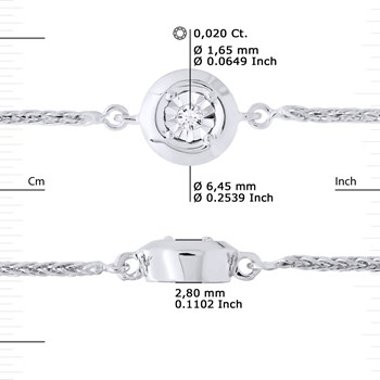 Bracelet Solitaire Diamant 0,02 Cts Illusion 0,50 Cts Or Blanc