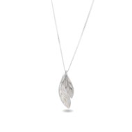 Pendentif feuille de nacre blanche naturelle sertie argent 925