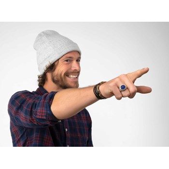 Bague Chevalière en Argent Vieilli avec Lapis Lazuli - Cadeau Homme Tendance | Aden