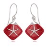 Boucles d'oreilles Étoile de Mer en Corail Rouge : Élégance marine en Argent 925-millièmes - vue V1