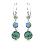 Boucles d'Oreille Pendantes 3 Disques Nacre Abalone & Argent - Aden Boutique