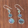 Boucles d'Oreille Pendantes 3 Disques Nacre Abalone & Argent - Aden Boutique - vue V3