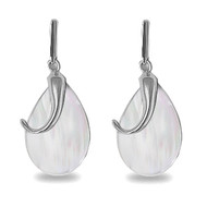 Boucles d'oreille Nacre Blanche Naturelle forme poire et virgule d'Argent
